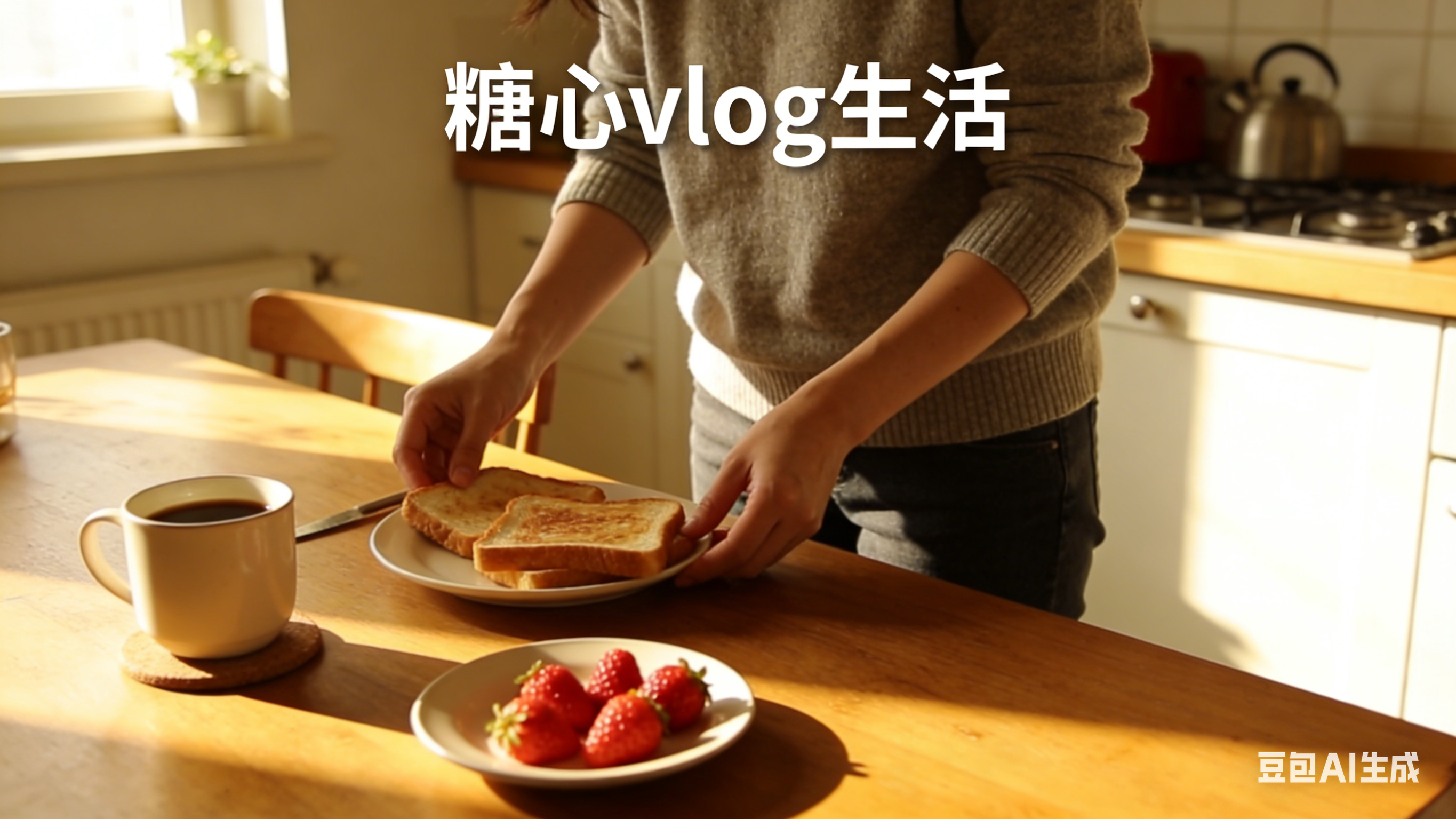 糖心vlog生活 - 日常叙事逻辑拍摄的独居早餐vlog，自然光利用呈现温暖感